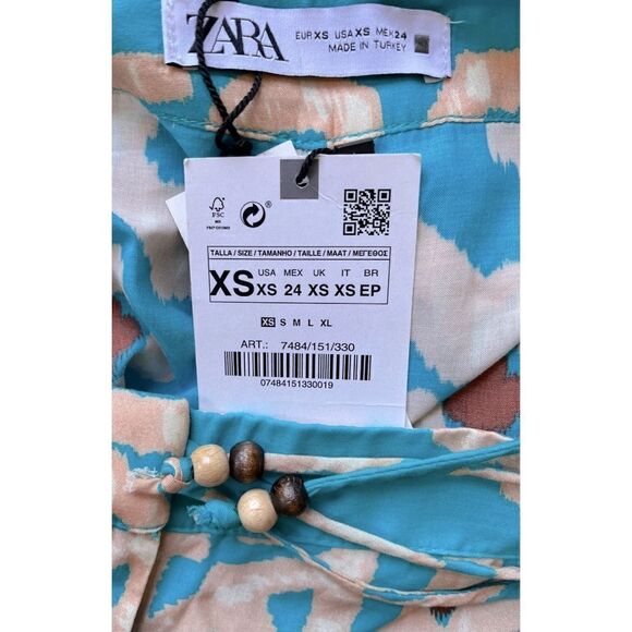 NWT Zara High Waisted Straight Leg Flexible Full Length Printed Trousers, XS - Picture 11 of 15